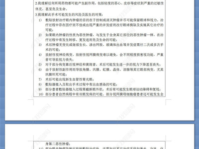 眼內(nèi)腫瘤放射敷貼器近距局部放射治療同意書